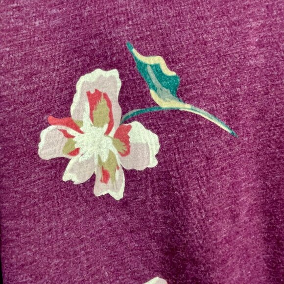 EVRI Everyday Tee Plum Floral V-Neck Long Sleeve Relaxed Fit Cotton Blend 2X - Picture 8 of 13
